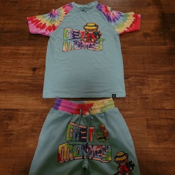 Streetwear Civilized Get Money Sweatpants T Shirt Set Small Graffiti tie - Picture 1 of 9